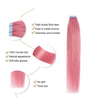 Yilite Hot Pink Tape In Hair Extensions 40cm - Real Hair 10 Pieces 20g Invisible Silky Straight Skin Weft - Buy Online on GoSupps.com