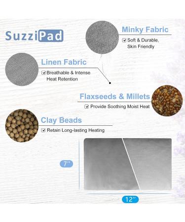 SuzziPad Microwavable Heating Pad 7x12 - Washable Cover - Pain Relief for Shoulder, Belly, Elbow, Knee - Moist Heat Pack for Cramps, Arthritis, Sore Muscles - Grey - Buy Online on GoSupps.com