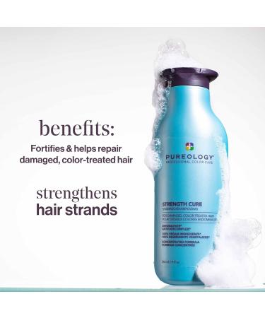 Pureology Strength Cure Shampoo and Conditioner Set - Strengthening Color Treated Hair - Sulfate-Free, Vegan, Paraben-Free - 9 Fl Oz (Pack of 2) - Buy Online on GoSupps.com