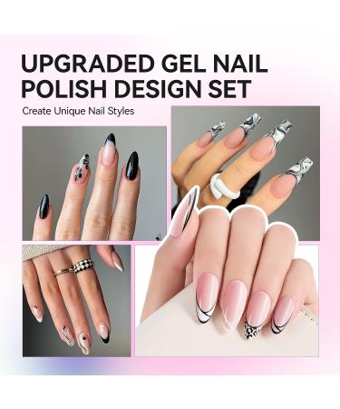 Gelike ec Nude Gel Polish Set - Sheer UV Pink French Tip Polish with Black White Gel Liner for Nail Art Design - 7ML 6PCS - Buy Online on GoSupps.com