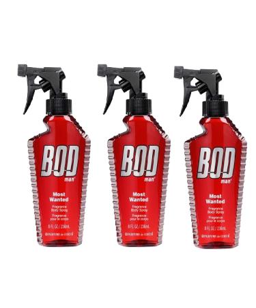 BOD Man Most Wanted Fragrance Body Spray 8 Fluid Ounce. Pack of 3.
