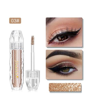 Shimmering Liquid Glitter Eyeshadow | Long-Lasting Sparkling Eye Makeup | Highlighter | 8 Colors Available (#03 Misty Sands) - Buy Online on GoSupps.com