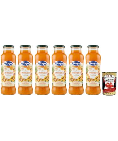 Italian Gourmet E.R. Yoga the Centrifugato with Turmeric Fruit Concentrate with Turmeric Orange Papaya and Carrot Fruit Juice without Added Sugar 680 ml Glass Bottle + Tomato Pulp Italian Gourmet Tomato Pulp