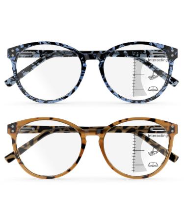 LianSan 2 Packs Premium Invisible Progressive Reading Glasses - for Women No Line Multifocus Computer Readers for 3-5 Feets(Multicolor 1.5x) Multicolor 1.5 x