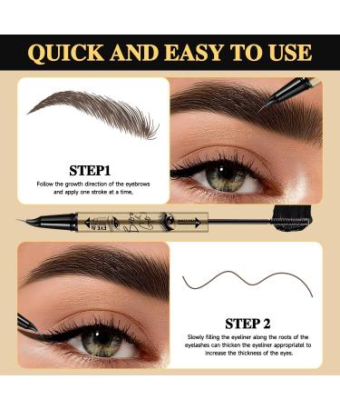 MOTIBACK Microblading Eyebrow Pen WaterResistant Eyebrow Pencil 2in1 DualEnd Eyebrow Brush Mascara for LongLasting Defined Eyebrows GrayBrown - Buy Online on GoSupps.com