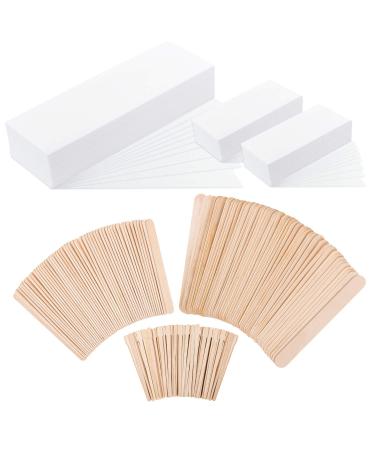 Whaline 650 Waxing Sticks Wax Strips Kit Including 350Pcs 3 Styles Wax Spatulas Wooden Wax Applicator and 300Pcs Non-Woven Waxing Strips for Body Facial Eyebrow Hair Removal