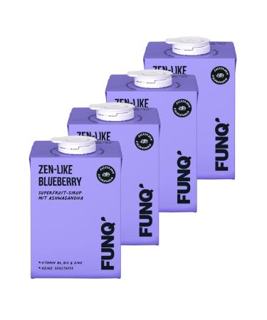 Natural Funq 'Superfruit Sirup 4x Zen -Like BlueBerry - Little Sugar without Cute Substances - With 9 Vitamins and Minerals - With Ashwagandha - 14 liters of mixing drink