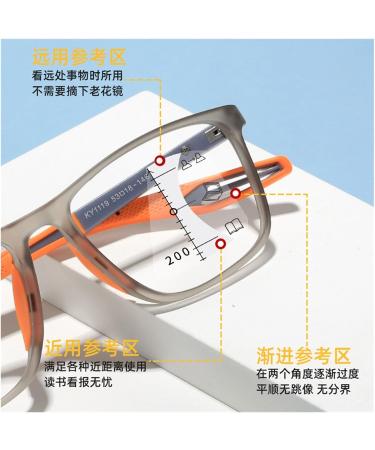 Buy Iynwbjts Fern & Nah Dual-Use Reading Glasses - Ultra-Light TR90 Sport High Definition Progressive Multifocus Anti-Blue Light Gray Frame Orange Legs Size 2.00 - Buy Online on GoSupps.com