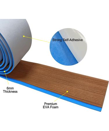 EVA Foam Boat Decking 6mm Self Adhesive Marine Flooring | Non-Slip Trimmable Pad for Kayak, RV, Golf Cart | Brown/Blue Border Strip | 2.2x94 Sea Deck Helm Pad - Buy Online on GoSupps.com