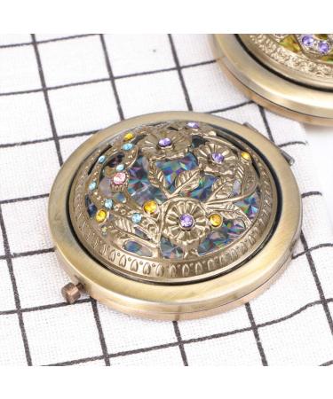 Stobok Compact Retro Flower Mini Pocket Mirror - Double-Sided Folding Makeup Mirror for Handbag & Travel - Buy Online on GoSupps.com