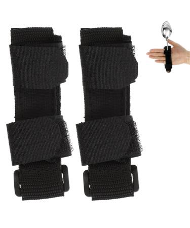 hllonn 2 PCS Adjustable Universal Utensil Holder Cuff - Black Strap for Cutlery Pens Toothbrushes Ideal for Elderly Arthritis & Weak Grip - Daily Living Aid for Enhanced Independence.