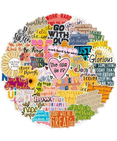 Reward Motivational Sticker Pack of 50 Inspirational Quote Stickers Decals for Laptops Hydro Flasks Water Bottles Luggage Helmet Words - Buy Online on GoSupps.com