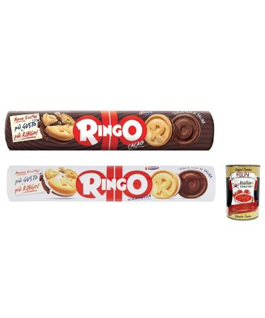 Italian Gourmet E.R. Pavesi Ringo Vanilla Cocoa Cookies 24 x 165g Cookies Italy Cookies Snack Cookies + Italian Gourmet Polpa 400g
