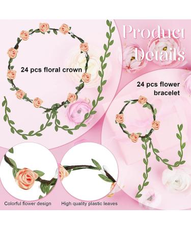 XunYee 48-Piece Boho Flower Crown Wristband Set for Women & Girls - Floral Headpiece for Wedding, Beach, Birthday Party - Buy Online on GoSupps.com