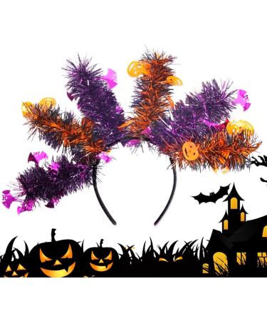 Halloween Headbands Pumpkin Ghost Bat Skeleton Colorful Wool Strips Halloween Hair Bands | Favors Halloween Accessories for Adults Cosplay Dress Up Bat Pumpkin - Buy Online on GoSupps.com