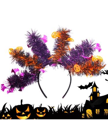 ZAGARO Halloween Pumpkin Headband Pumpkin Ghost Bat Skeleton Scary Long Strip Hair Bands - Halloween Headwear Cosplay Props for Favors Bat Pumpkin
