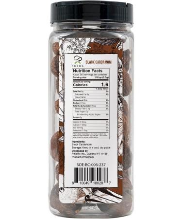 Soeos Black Cardamom 6oz - Non GMO, Kosher, Smoky Flavor - Freshly Dried Cardamom Seeds and Pods for Asian and Indian Cooking - Buy Online on GoSupps.com