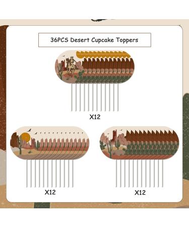 36Pcs Desert Cupcake Toppers for Desert Cactus Baby Shower Decorations Arizona Wedding Western Cowboy Horse Birthday Party Supplies - Buy Online on GoSupps.com