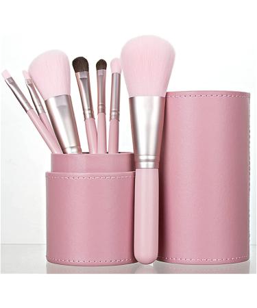 7-Piece Makeup Brush Set - Angular Blush Fan Brush Smudge Brush Flat Brush - Lip Liner CONCEALER BLUSHER Lip Gloss Eyebrow Pencil FOUNDATION Eye Shadow - Pink and White - Lady's Beauty Makeup