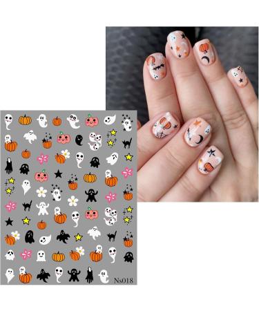 JMEOWIO 3D Embossed Halloween Nail Art Stickers Decals Self-Adhesive 5D White Ghost Pumpkin Nail Supplies Nail Art Design Decoration Accessories 4 Sheets - Buy Online on GoSupps.com