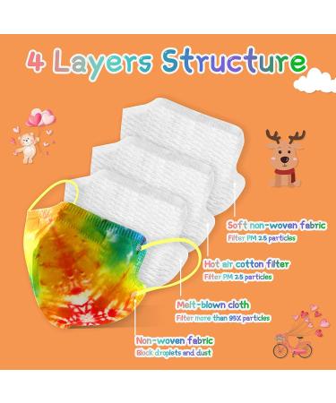 Zoonana Kids Disposable Face Masks - 30 Pcs Breathable 4-Ply Protection Mask for Boys and Girls - Tie Dye Colorful Design - Buy Online on GoSupps.com