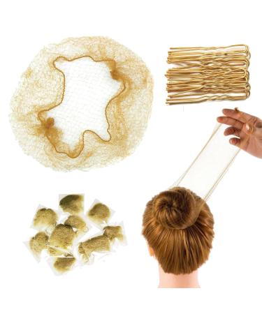 Ballet Hair Nets Blonde Bun Net Invisible Hair Nets for Catering 50Pcs Elastic Edige Mesh Hair Bun Nets for Girls Child Kids Dancer Catering with 50pcs Bobby Pins in Box Blonde (50Pcs)