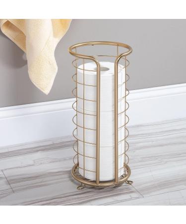 mDesign Omni Collection Toilet Paper Holder Stand - Stylish Soft Brass Finish - Freestanding Storage for 3 Rolls - Bathroom Floor Stand - Buy Online on GoSupps.com