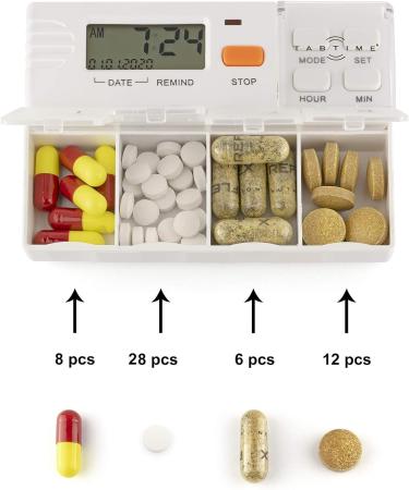 Tabtime 4 Daily Pill Box with Timer, 4 Alarms and XL Compartments - Buy Online on GoSupps.com