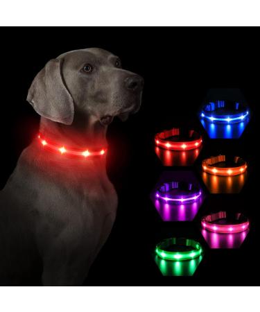 Buy Masbrill Luminous LED Dog Collar - Waterproof Adjustable 3 Flashing Lights for Small Medium & Large Dogs (Red 48-60cm) - Buy Online on GoSupps.com