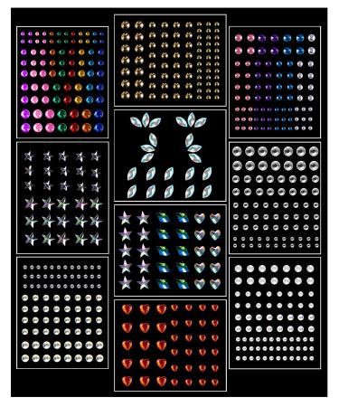 Halloween 10 Sheets Eye Body Face Gems Rhinestone Stickers Self Adhesive Rhinestones Rainbow Face Gems for Women Festival Accessory and Nail Art Decorations Bling