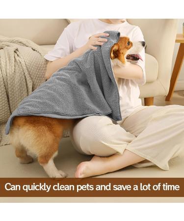 Naoketent Extra Absorbent Dog Towels - 2 Microfiber Quick-Dry Cloths for Dogs & Cats | Gray Pet Towels - Buy Online on GoSupps.com