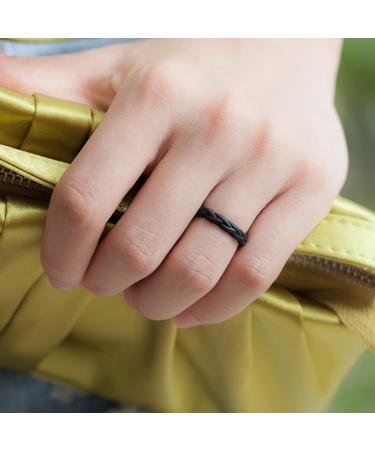 ThunderFit Women's Stackable Thin Braided Silicone Wedding Bands - Black Light Marble - 8.5/9 (18.9mm) - 16/8/4 Packs for Active Lifestyles - Buy Online on GoSupps.com