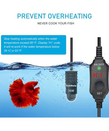YukiHalu 10W/20W/30W Mini Aquarium Heater with Thermometer & Controller - LED Display, Ideal for 0.5-3 Gallon Tanks (USB Powered) - Buy Online on GoSupps.com