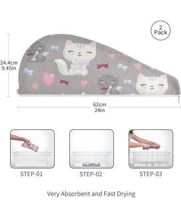 Cat Hair Drying Towels - Microfiber Hair Turbans for Curly Hair | 2 Pack Hair Towel for Women - Fast International Shipping - Buy Online on GoSupps.com