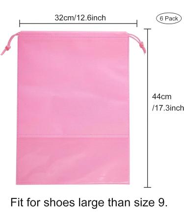 6 Pcs ULIFEMALL Travel Shoe Bags - Large Non-Woven Drawstring Storage with Clear Window - Waterproof Dustproof Pouch for Men Women - Pink - Buy Online on GoSupps.com