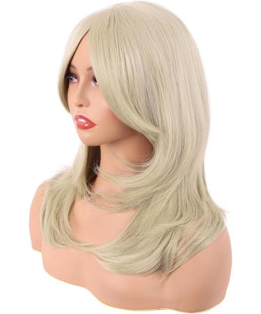 MapofBeauty 20 Inch Long Layered Blonde Synthetic Shoulder Length Wig with Bangs - Ideal for Daily Wear or Parties - Buy Online on GoSupps.com