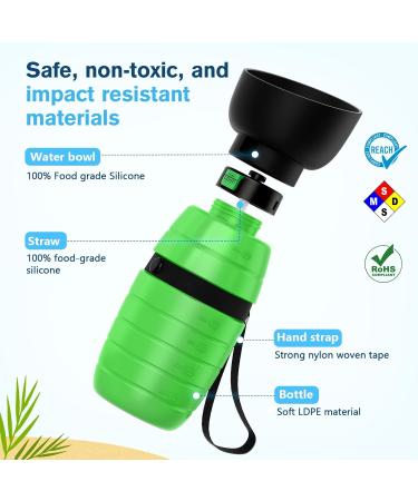 Pecute Dog Drinking Bottle - 500ml Portable Silicone Water Bottle with Foldable Bowl for On-the-Go Pets - Green - Buy Online on GoSupps.com