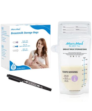 Mommed breast milk 60 pieces 180 ml/6oz easy to use milk storage bag for breastfeeding double sealed for cooling and freezing