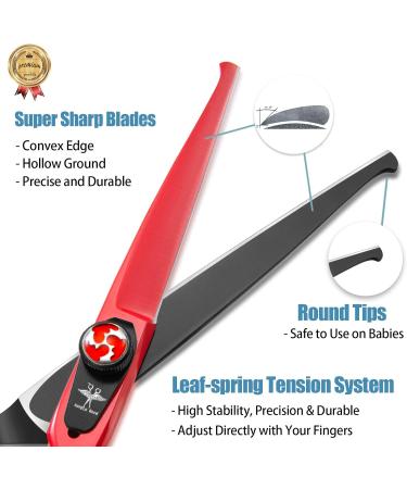 Kids Safety Hairdressing Scissors 6 Inch - Professional Haircut Scissors for Children and Toddlers - Black and Red - Buy Online on GoSupps.com