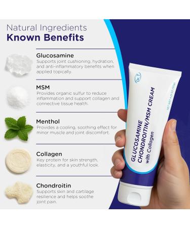 Dr. T Glucosamine Chondroitin Cream - Premium Formula with MSM and Collagen for Joint and Muscle Discomfort - Maintains Joint Strength Flexibility & Muscle Mobility - 4.23 oz / 120g (2 Pack) - Buy Online on GoSupps.com