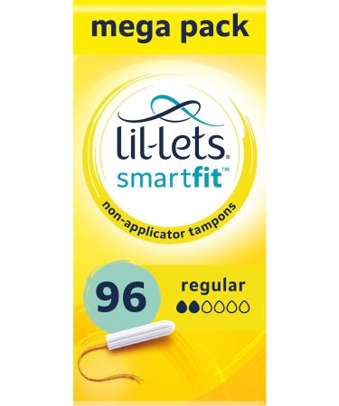 Lil-Lets Non-Applicator Super Plus Tampons X 96 | 6 Packs of 16 | Heavy Flow & Non-Applicator Regular Tampons X 96 | 6 Packs of 16 | Light to Medium Flow + Regular Tampons X 96 - Buy Online on GoSupps.com
