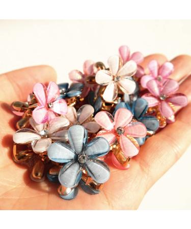 10 Pcs Mini Flower Hair Clips for Girls - Multicolor Crystal Barrettes for Long Braid Hairstyles - Blue Flower Hairpin Hair Accessories - Buy Online on GoSupps.com