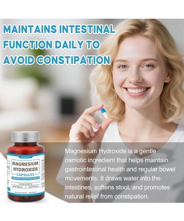 Magnesium Hydroxide Capsules Gentle Osmotic Digestive Regularity Support Helps Maintain Comfortable Bowel Routine Daily GI Balance for Adults - 120 Capsules - Buy Online on GoSupps.com