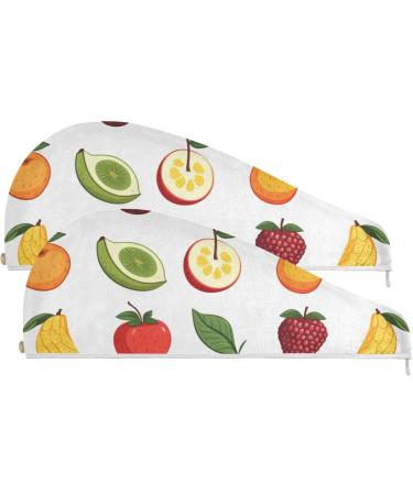 Colored Fruit Hair Towel 2 Pack | Super Absorbent Quick Dry Hair Turbans | Ideal for Women & Girls - Buy Online on GoSupps.com