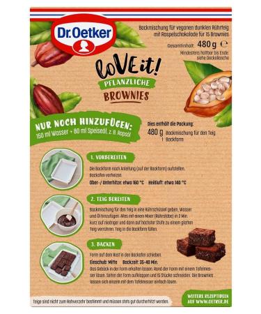 Dr. Oetker LoVE it! Vegan Brownies 4-Pack - Plant-Based Baking Mix for Chocolate Lovers - International Shipping Available - Buy Online on GoSupps.com