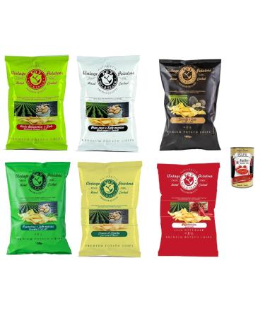 Italian Gourmet E.R. Fox Natural Quality Vintage Pack of 6 Handmade Italian Potato Chips 6 x 120g + Italian Gourmet Polpa 400g
