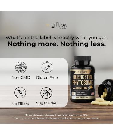 gflow vitamins Quercetin Phytosome 95% Highly Purified with Bromelain | Most Effective Quercetin Form 50X Higher Absorption | Immune Support Supplement Made in The USA - Buy Online on GoSupps.com