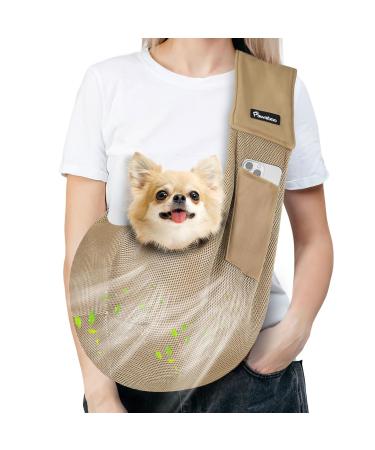 Pawaboo dog carrier bag portable pet dog bag with breathable mesh bag outdoor travel pet shoulder bag transport bag for small dog cat (up to 14lbs) khaki khaki up to 14lbs (network bag)
