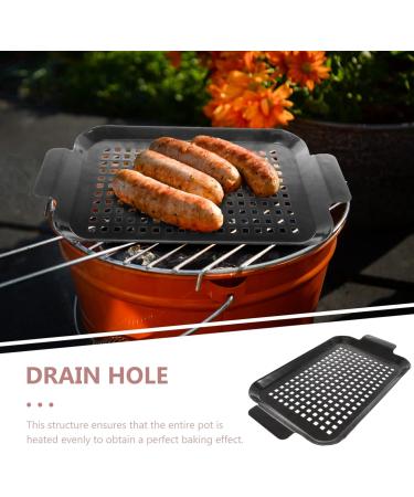 Yalych Enamel Grill Pan Nonstick Grill Pan BBQ Grill Plate Trays Skillet Griddle Pan for Indoor Outdoor Camping Stove for Vegetables Fish Meat Frying pan Black - Buy Online on GoSupps.com