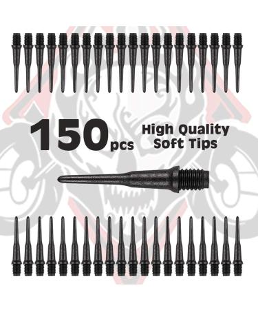 ONE80 Matt Black Soft Tip Dart Point 2BA Thread + 6 Pcs Replacement Points & 150 Extra Thick Flight Set - Buy Online on GoSupps.com